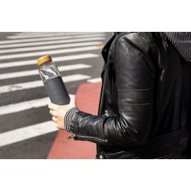 Soma Glass Water Bottle with Silicone Sleeve, BPA-Free, Gray, 17oz