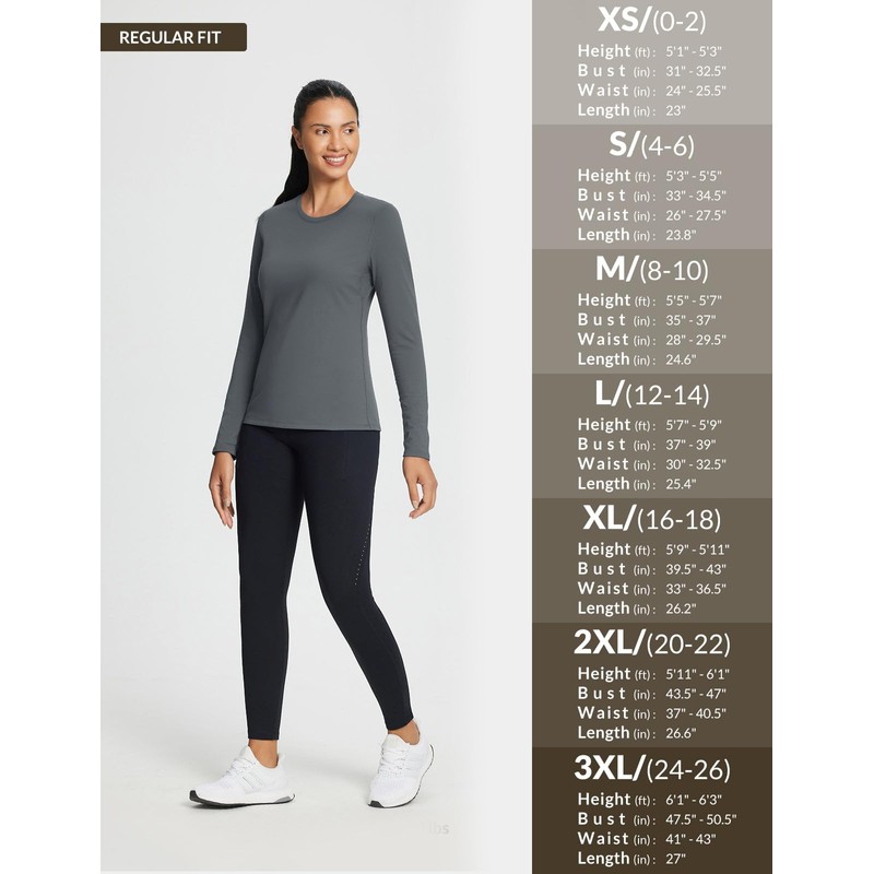 baleaf Women's Thermal Long Sleeve Tops Fleece Lined Shirts Cold