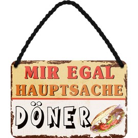schilderkreis24 Tin Sign 18 x 12 cm - "Mir egal - Hauptsache Döner" - Humorous Wall Decoration for Kitchen, Snack & Party Room