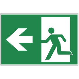 Sign Emergency Exit Left Aluminium / Dibond 300 x 200 mm 3 mm Thick
