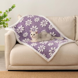Yaning Waterproof Blanket for Dog Puppy Cat, Cute 3D Textured Flower Dog Blanket for Bed Couch Sofa, Soft Liquid Pee Proof Pet Blanket for Furniture Protector, 30"x40", Purple
