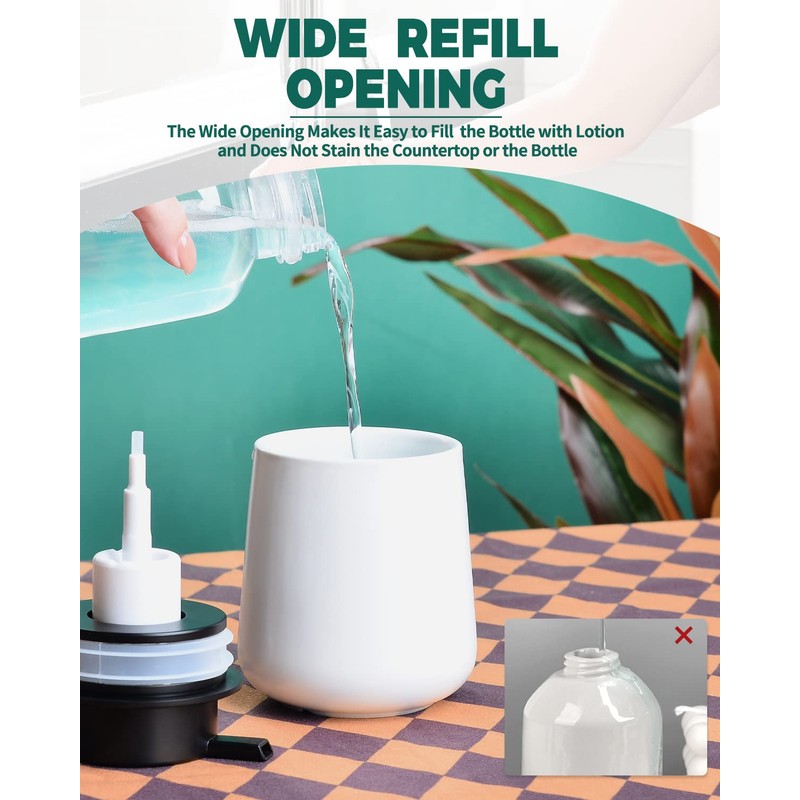 Bosilunlife Foam Soap Dispenser - 12Oz Matte White Ceramic Foaming