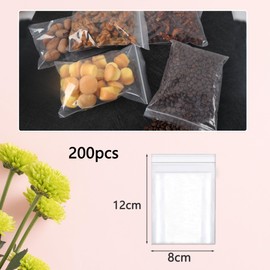 huruirui 8 x 12 cm Ziplock Bags, Pack of 200 Zip Bags, Resealable Transparent Plastic Bags, Small Sealing Bag, Zip Bag Set, Small, Waterproof, 100 μm