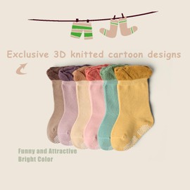 Aisyee 6 Pairs of Stopper Socks Baby Boys Cotton Socks Baby Toddler Non-Slip Socks Baby ABS Socks Summer 6 Months - 4 Years, Mix Macaron