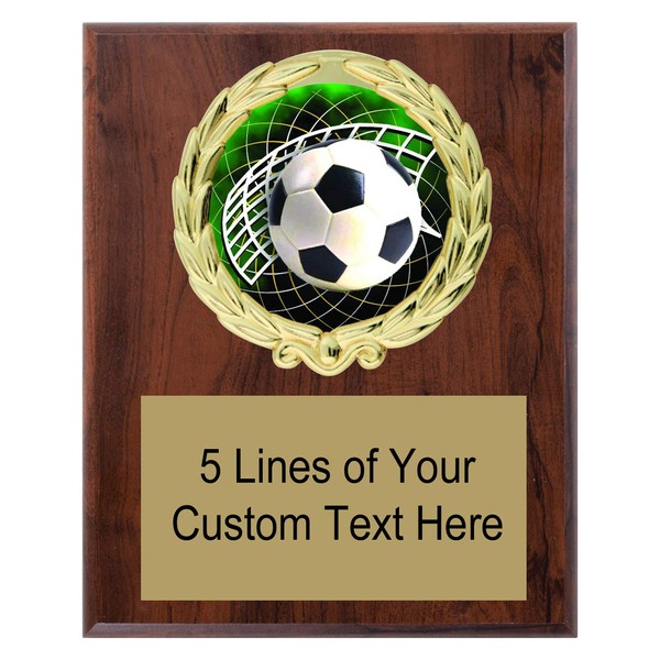 Express Medals 5x7 Cherry Color Soccer Plaque with Engraved Plate