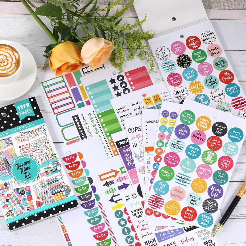 Planner Stickers - 28 Sheets, 1378 Stunning Design Accessories for
