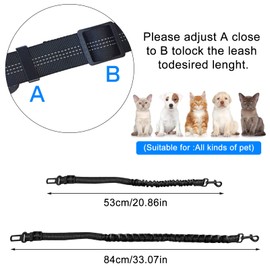 Reflective Dog Seat Belt Adjustable Seat Belt Nylon Strong Elastic Strap Hook Dog Belt Strong Carabiner Safety Belt for All Dog Breeds and Car Seats Trunk Black