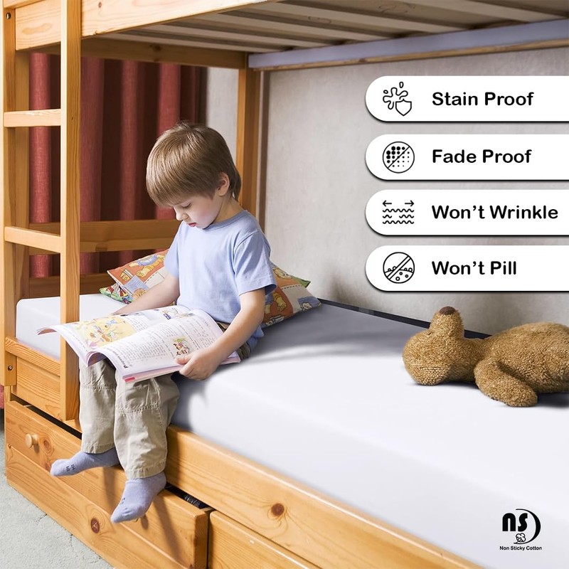 NON Sticky cotton Premium Egyptian Cotton 4 Piece Cot Sheet