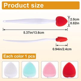 Pndeyo 4pcs Lip Scrub Brush, Double-Sided Silicone Lip Scrubber Exfoliator Brush, Soft Lip Scrubber Tool for Men Women Dark Lips- Pink & Green & Red & White