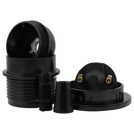 Art Deco Emporium Art Deco Emporium Single E27 Lampholder in Black Bakelite with Shade Ring and Metal Cord Grip for Hanging Light Fittings, Black Ceiling Light Fitting or Pendant Light Fitting