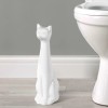 Allure Home Creation 3-Piece Ceramic White Cat Toilet Brush Holder