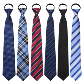 GHTIYLP Mens Tie Pre-tied Adjustable Men's Neckties, Zipper Ties for Men Accessories Business Wedding Party (A/6PCS 04)