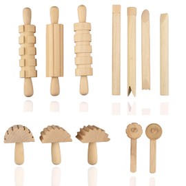 Wooden Play Doh Tools Playdough Accessories:12Pcs Wooden Playdoh Tools, Play doh Accessories for Toddlers, Pate a Modeler accessoire for Birthday Gifts,Christmas