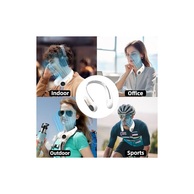 Hands-Free Bladeless Neck Fan with LED Display - 360° Cooling