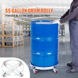 Happybuy 2PCS 55 Gallon Heavy Duty Drum Dolly, 1000 lbs Load Capacity, Barrel Cart with Steel Frame, 4 Swivel Casters for Easy Drum Handling