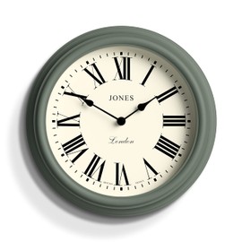 Jones Clocks® Venetian Wall Clock - Round Wall Clock - Classic Traditional Design - Designer Wall Clock - Kitchen Clock - Living Room Clock - Office Clock (Green/Roman Numerals)