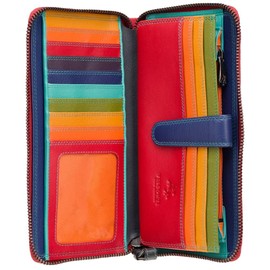 Visconti Spectrum 33 Multi Colored Soft Leather Ladies Wallet Purse Clutch (Red Multi), Large