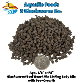 Aquatic Foods Inc. PRO-GROWTH  Enhanced Blackworm / Beef Heart Mix Baby Bits for Discus, Cichlids - 55g - 1/8-lb
