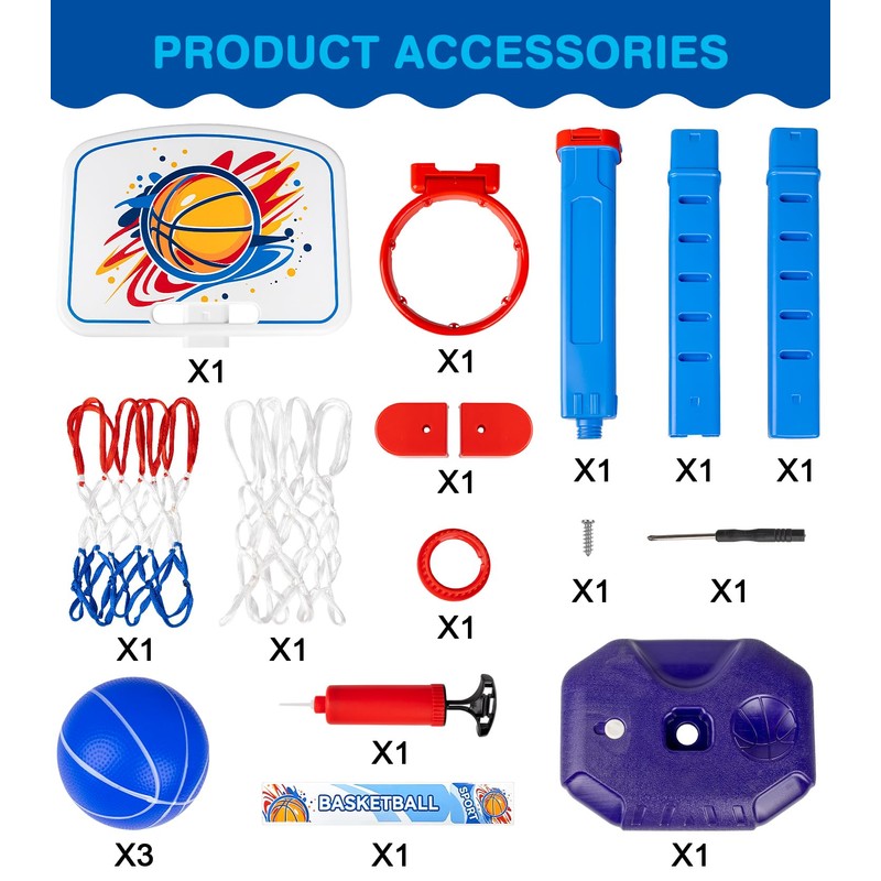 LAO XUE Toddler Basketball Hoop Set,Adjustable Kids Basketball Goal