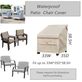 Garden Balsam Patio Chair Cover Waterproof,Heavy Duty Outdoor Chair Covers, Beige Durable Patio Furniture Covers, 2 Pack, 33W*35W*38.5H inch