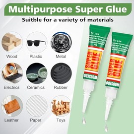 WOUSEDO - Pegamento supertransparente, calcomanía fuerte, pegamento superadhesivo, secado rápido, pegamento de cianoacrilato para madera, hule, piel, 