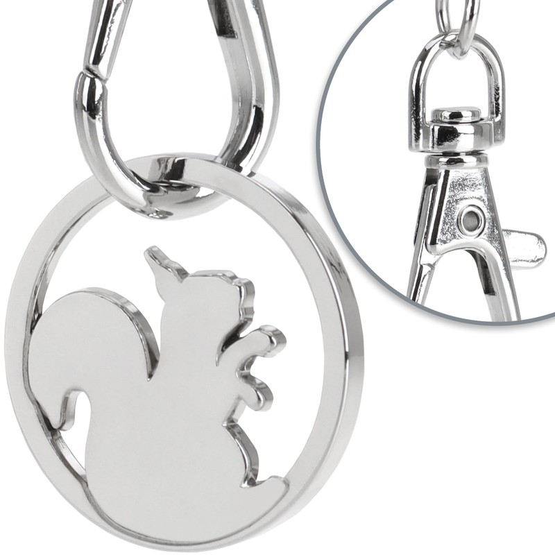 com-four® Metal Keyring with Carabiner and Shopping Trolley Token with