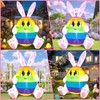 5FT Easter Inflatables Outdoor Decoration Colorful Egg with Bunny Ears,