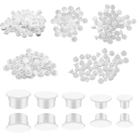Screw Caps, 150 Pieces Caps for Screw Hole Cover Caps, White Screw Caps, 5 Sizes, Plastic Screw Cap for Furniture, Doors, Cabinets, Shelves (5mm/6mm/8mm/10mm/12mm)