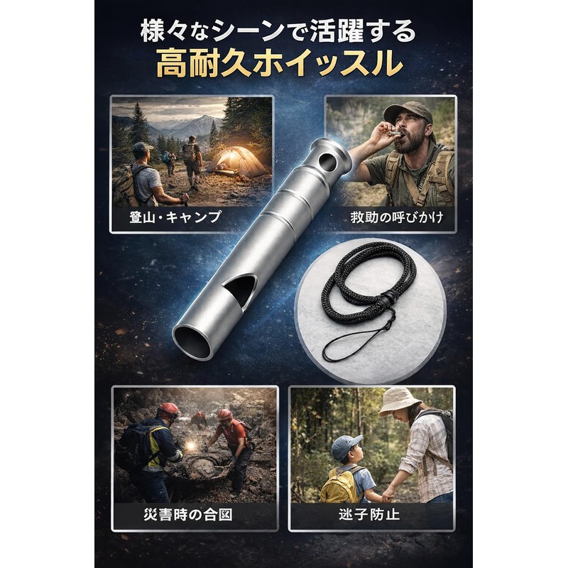 Titanium Alloy, Disaster Prevention Whistle, Set of 2, Loud 120