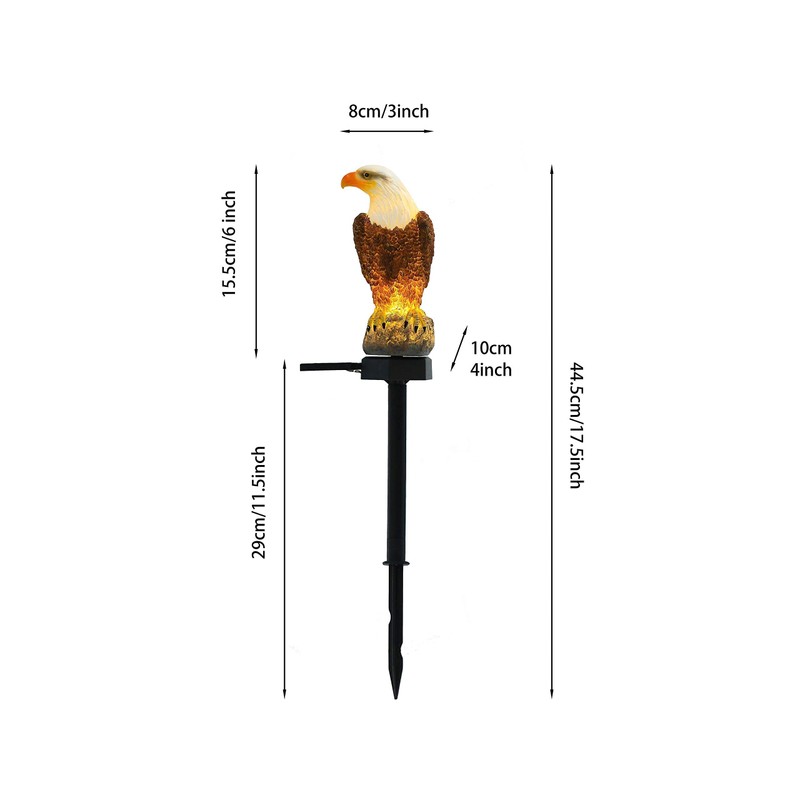 CHUANGFENG Eagle Figurine Garden Solar Stake Light Eagle Solar Lights