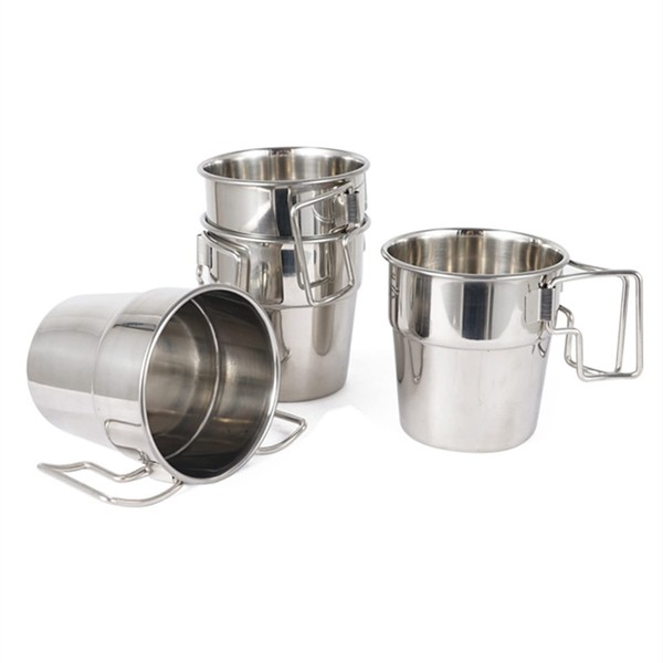Stainless Steel Camping Mugs, 4pcs Camping Coffee Cup with Foldable