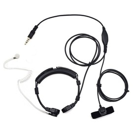 FANVERIM 3.5mm Jack Plug Cool Throat Mic Microphone Covert Acoustic Tube Earpiece Headset with Finger PTT Compatible with Mobile Phone Vocal Hands-Free in-Ear Headset/Headphones/Earphones Black