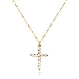 Tewiky 14K Gold Cross Necklace for Women Faith Jewelry Gift for First Communion, Gold