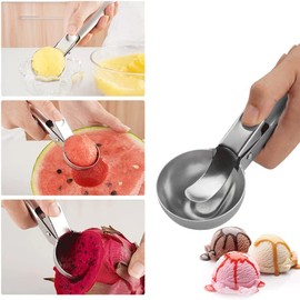 Ice Cream Spoon, Ice Cream De, Spherical Shape, Stainless Steel Ice Cream Scoop, Fruit Digging, Meat Dumpling, Cooking Goods, Food Spoons, Ice Cream Tools Kitchen Utensils(Small Color Box Package)