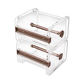 Molshine Dispensador Transparente de Escritorio para Washi, 2 Unidades, Cortador Integrado y Soporte de Rollo, Organizador de Almacenamiento Multiusos (no incluye cinta adhesiva) (Marrón)