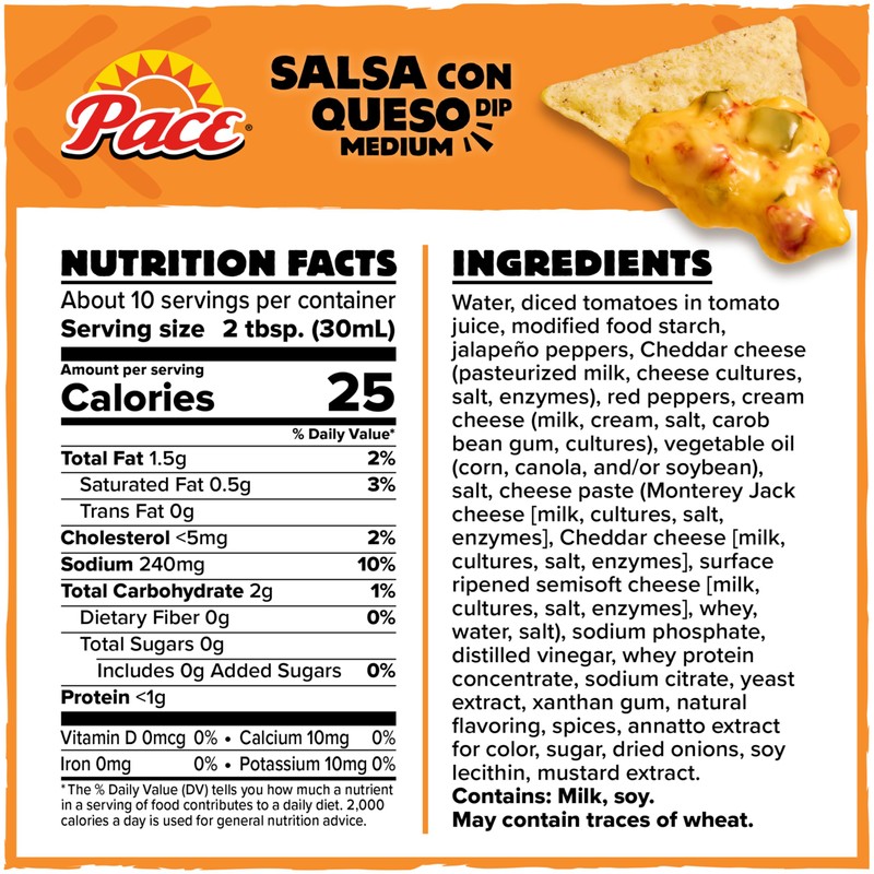 Pace Salsa Con Queso Dip, 11 oz Microwavable Bowl