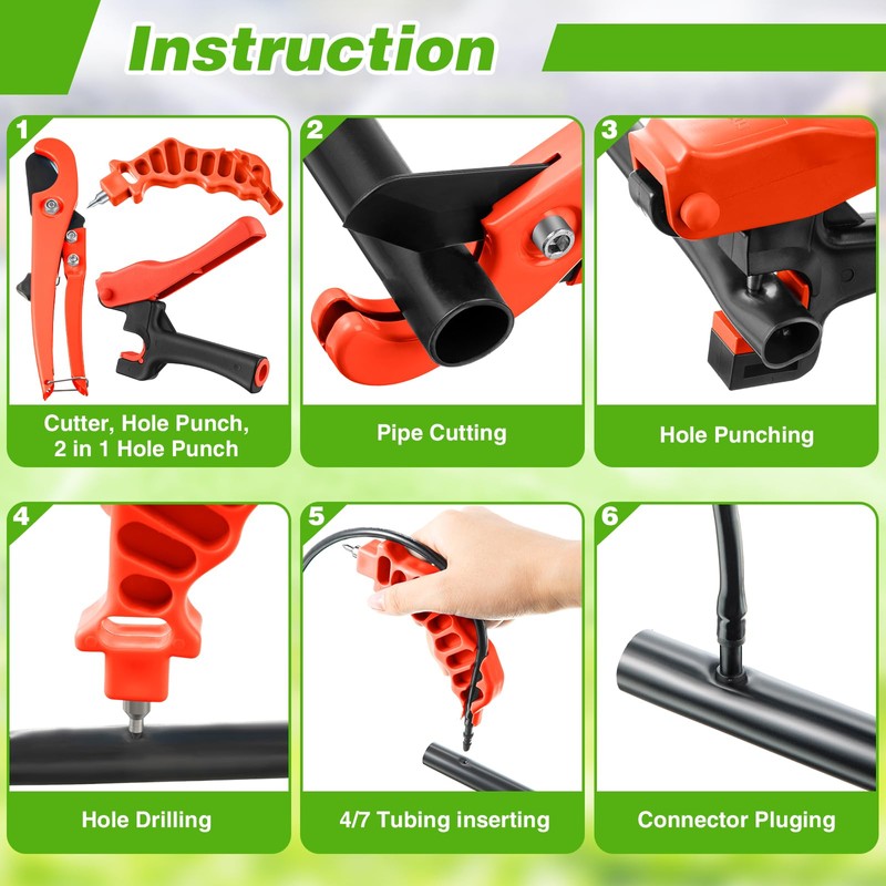 Feekoon Drip Irrigation Tubing Cutter Hole Punch Tool, Irrigation Sprinkler