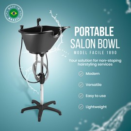 Dompel Portable Shampoo Bowl – Washing Unit & Hair Sink for Salons, Home Care, Seniors & Disabled – Chrome Steel Structure, Adjustable Height, 22L Capacity