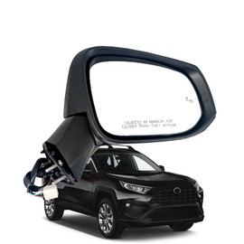 Black Right Passenger Side Mirror Replacement For Toyota Rav4 2019-2023 Power Glass,Heated,Manual Folding,Turn Signal, Blind Spot Detection For Rav4 Side Mirror#TO1321350(8Pins)