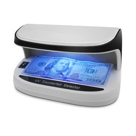 UV Counterfeit Bill Money Detector, LED Light Currency Check, Auto ON/Off, Small Footprint, Portable, Lightweight, Rechargeable, All Currencies Bills Credit Banknotes Cards Passports IDs
