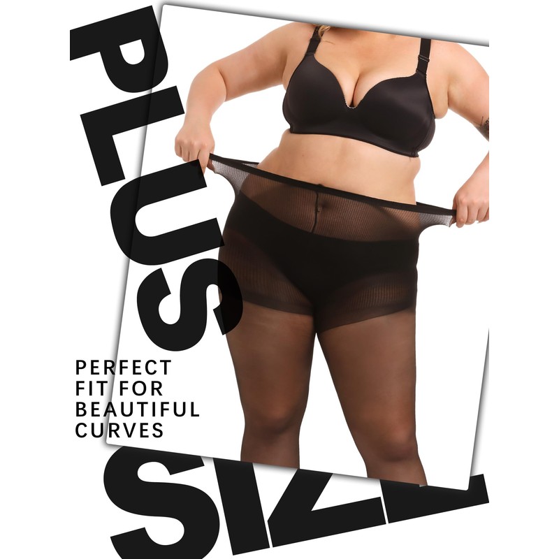 HONENNA 2 Pairs Plus Size Sheer Tights, 20D Ultra Thin