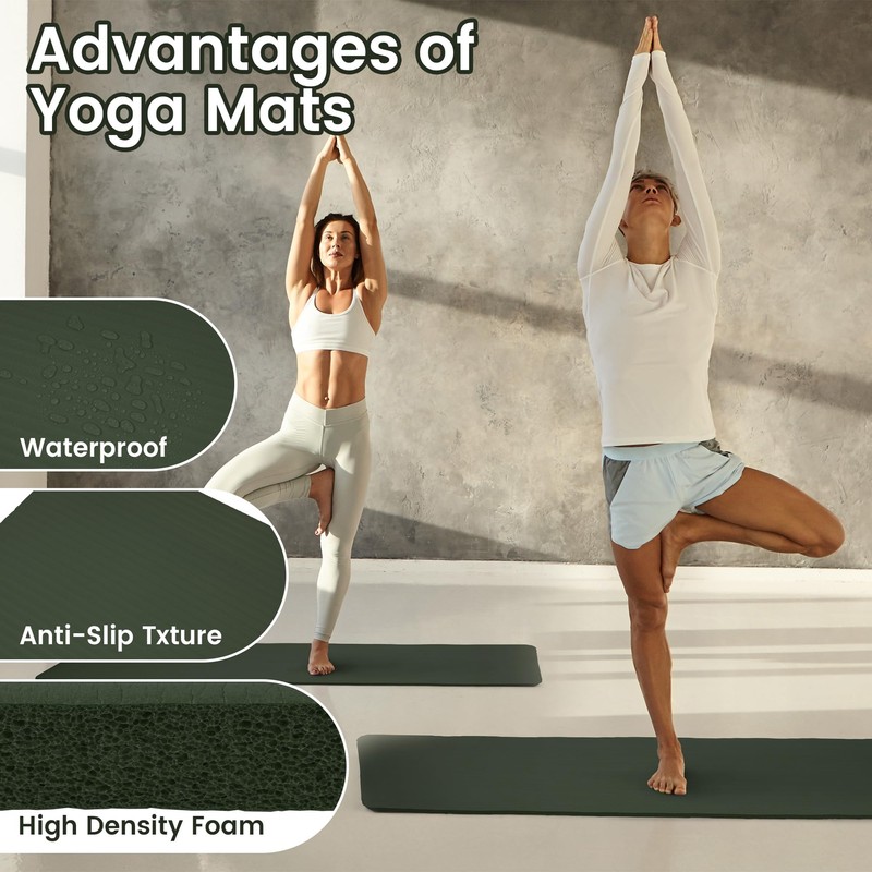 Fitvids Yoga Mat, 1/2-Inch Extra Thick High Density Exercise Mat,
