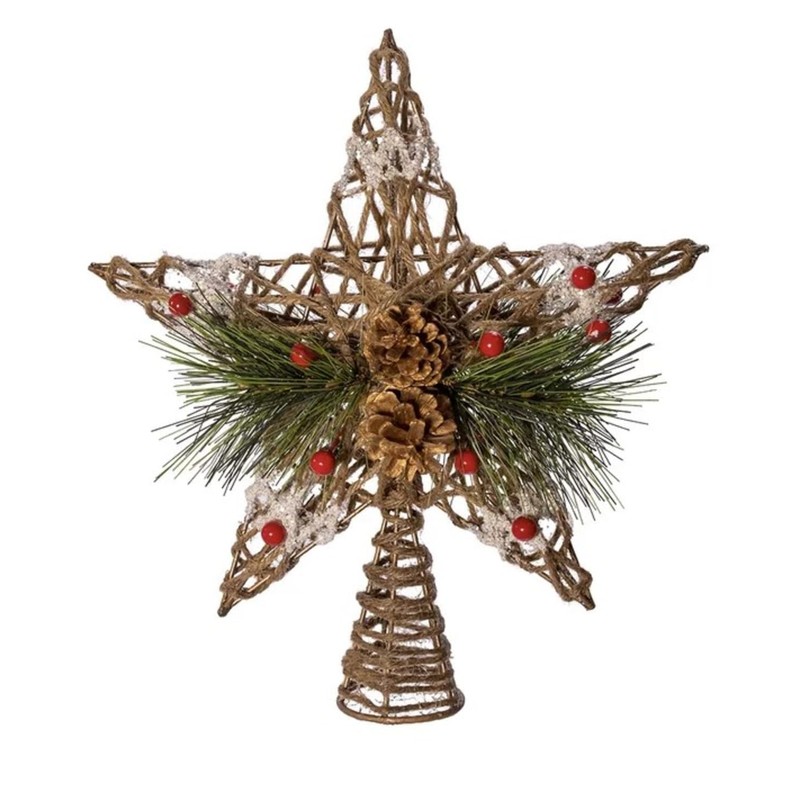 Kurt Adler 11-Inch Natural Star with Pinecones Treetop