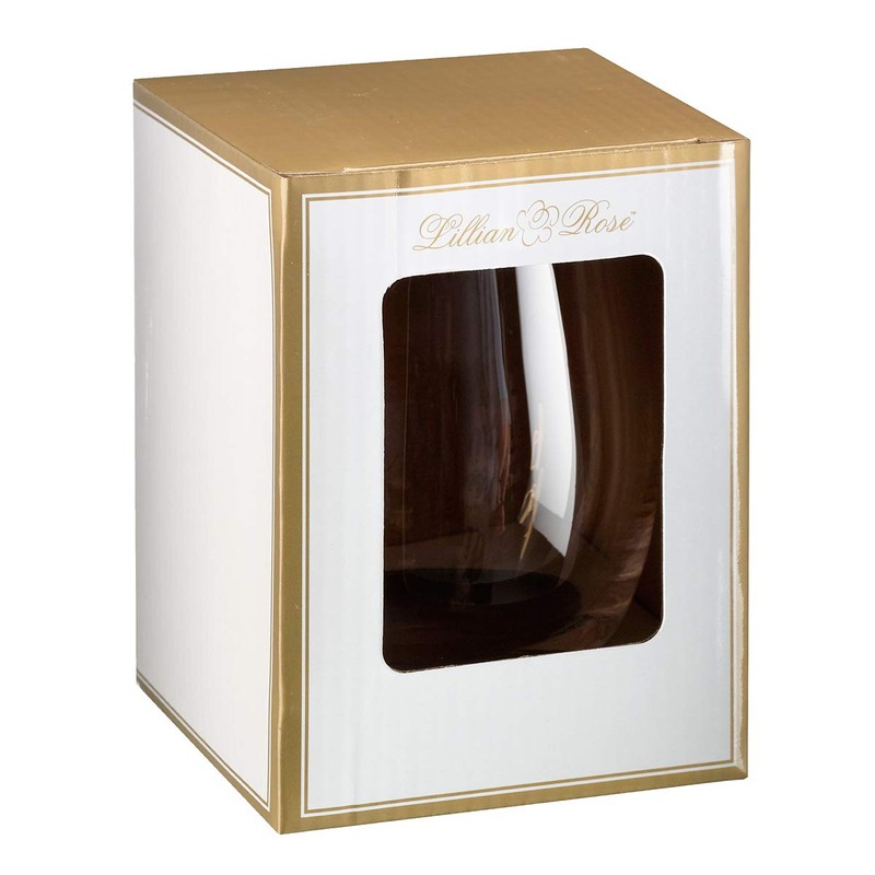 Lillian Rose Gold Bride Stemless Wine Glass, Height 4.75" (G115