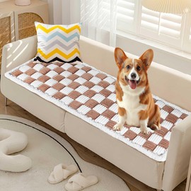 AIJCOR Plaid Pet Couch Mat Dog Couch Covers Non Slip Washable, Soft Checkered Sofa Pad for Furniture with Non Slip Bottom, Quilted Plaid Pet Mat Blankets for Window Floor Camping Car