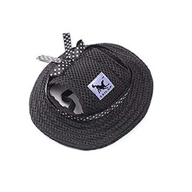 Pet Cap, Round Hat Fashion Dog Canvas Princess Hat Baseball Adjustable Chin Strap Sun Protection Visor for Puppy Dog (S, Black)