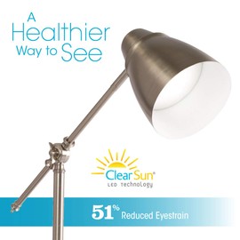 OttLite Harmonize LED Desk Lamp - 2.1A USB Charging Port, 3 Brightness Settings, Brushed Nickel