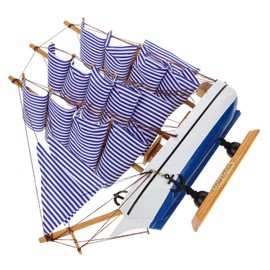 BIUDECO Miniature Wooden Sailing Ship Decor Mediterranean Theme for Home Random Color