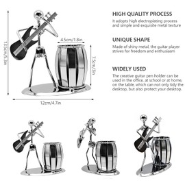 WINSDL Metal Guitar Pen Holder, Multifunctional Guitar Pen Holder, Creative Desktop Accessories, Suitable for Children and Students, Office Supplies