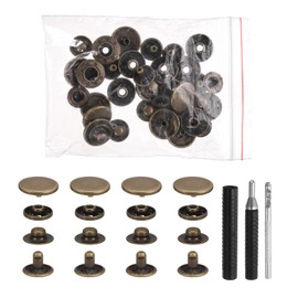 HARFINGTON 50 Set Leather Snap Fasteners Kit 17mm Metal Snap Button Press Studs Leather Rivets Snaps with 3 Setter Tools for Clothes Jackets Jeans Wears Bags, Bronze